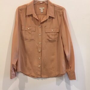 J. Crew Peach Button-Down Silk Blouse